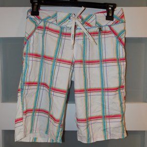 Hurley White Plaid Long Board Surf Shorts Swim Bathing Suit Bottom Size 0